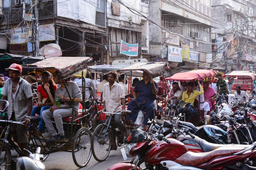A crowded street in Old Delhi