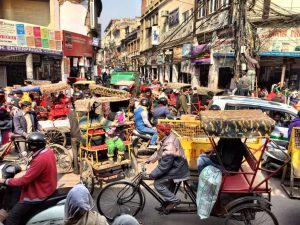 Crowded streets in Old Delhi